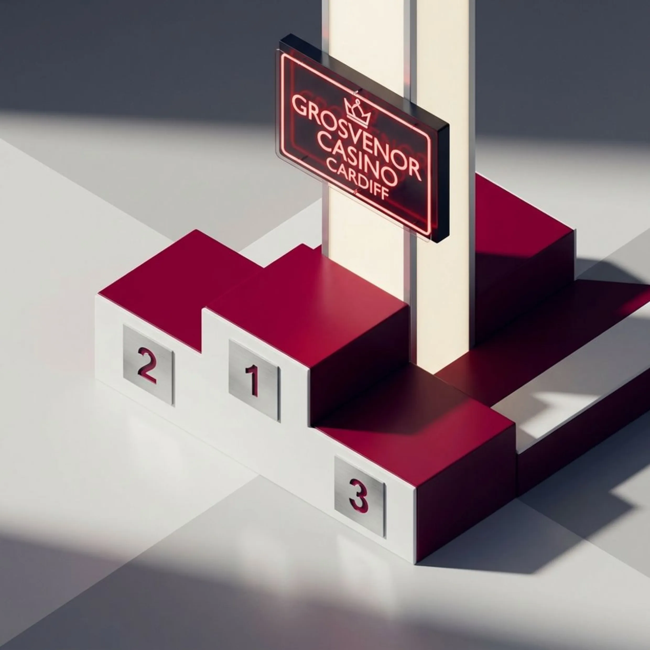 Grosvenor Casino Cardiff へようこそ --- Wait, the topic is in English. Let me redo. PROMPT: Isometric overhead